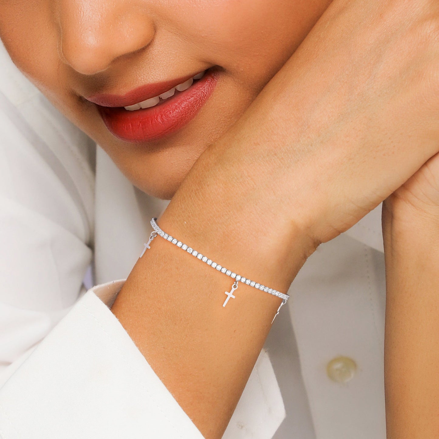 Silver Cross My Heart Bracelet