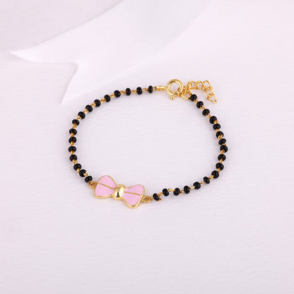 Golden Pink Bow Infant Bracelet (0-18 months)