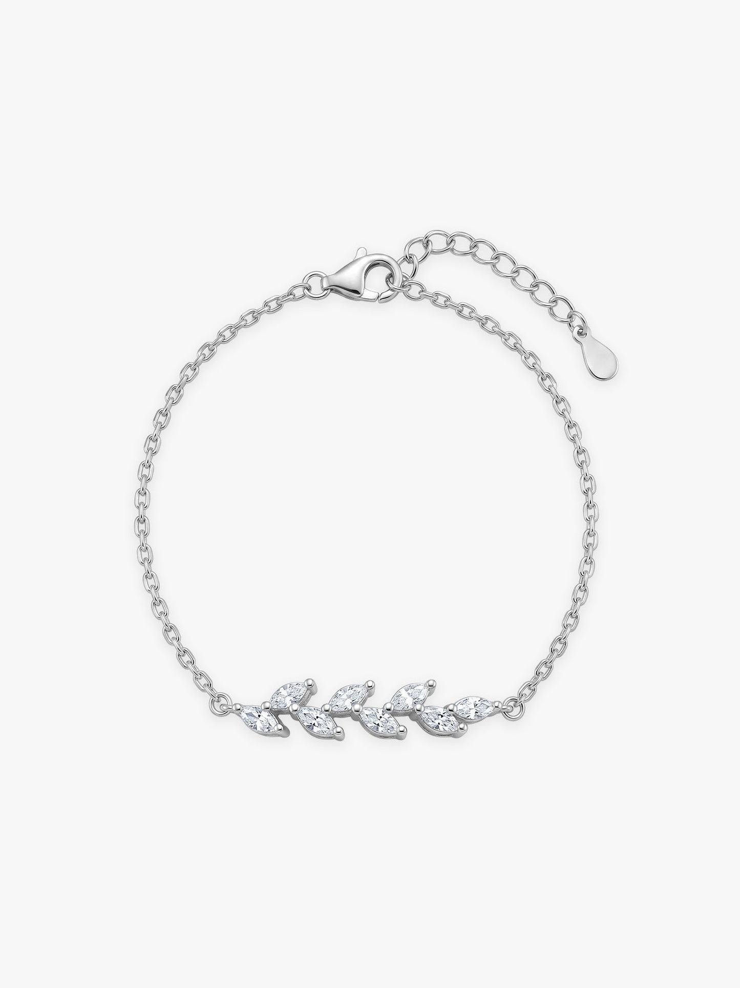 Silver Zircon Ferns Bracelet