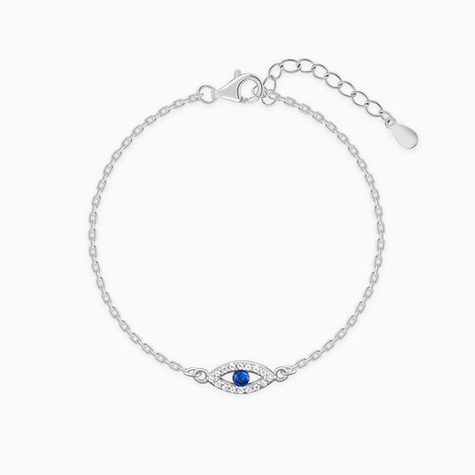 Silver Evil Eye Blue Bracelet