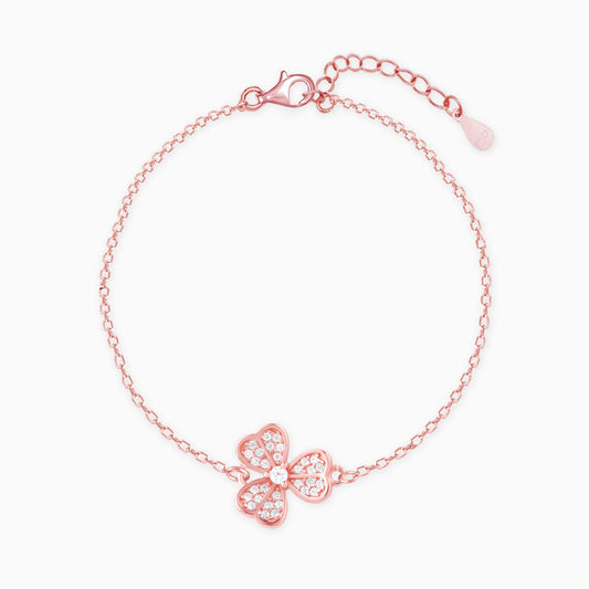 Rose Gold Zircon-Studded Shamrock Bracelet