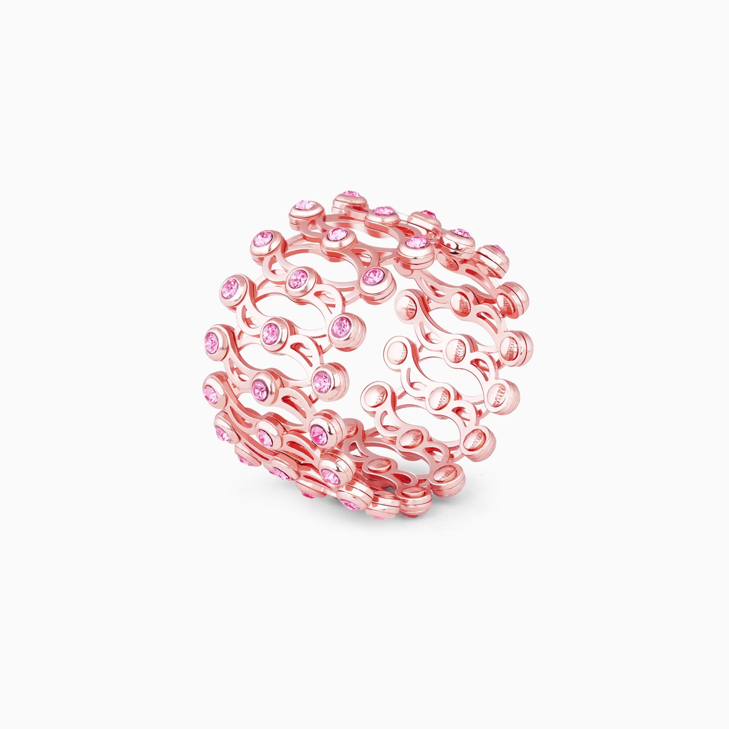 Rose Gold Supple Bracelet with Royal Pink Stones