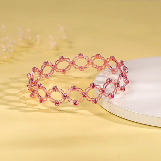 Rose Gold Supple Bracelet with Royal Pink Stones