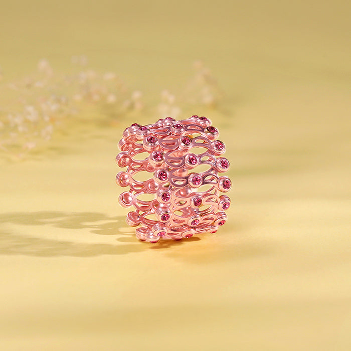 Rose Gold Supple Bracelet with Royal Pink Stones