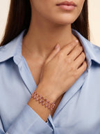 Rose Gold Supple Bracelet with Royal Pink Stones