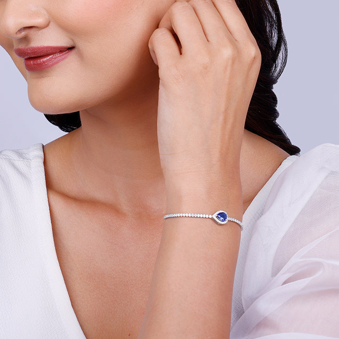 Silver Bliss of Blue Tennis Bracelet