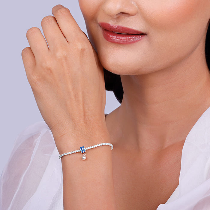 Silver Roll of Blue Tennis Bracelet
