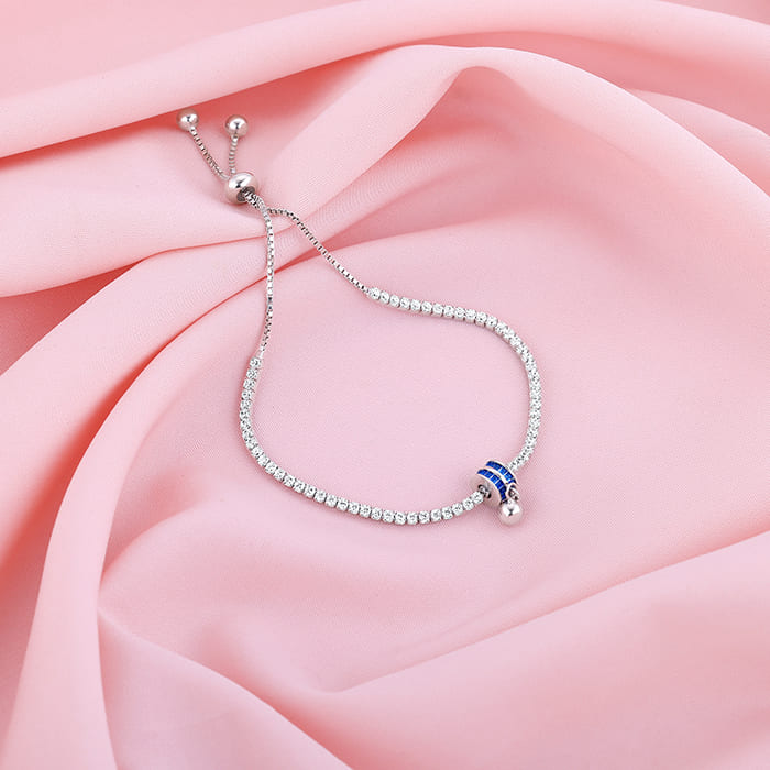 Silver Roll of Blue Tennis Bracelet