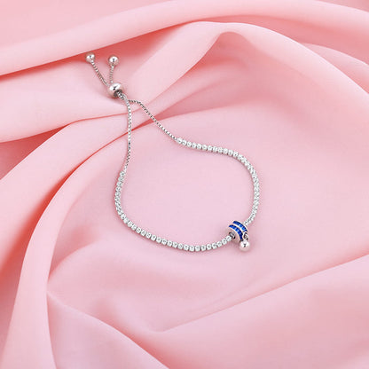 Silver Roll of Blue Tennis Bracelet