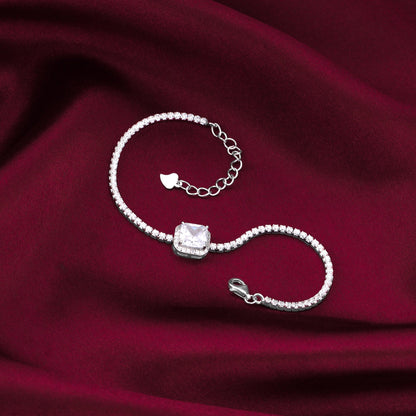 Silver Square of White Tennis Bracelet