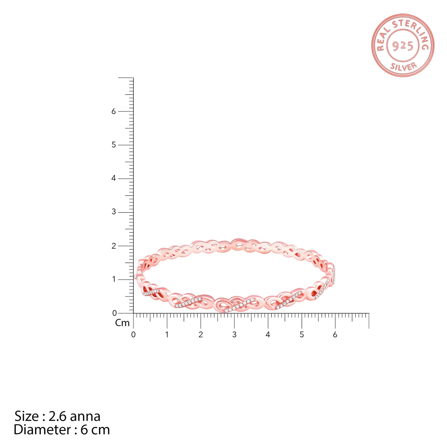 Rose Gold Sparkle In Grace Bangle Bracelet