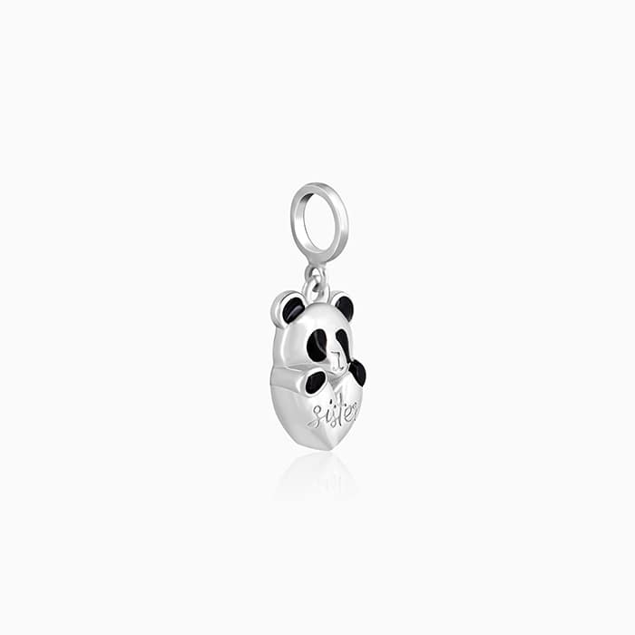 Silver Cute Little Panda with Sister Charm
