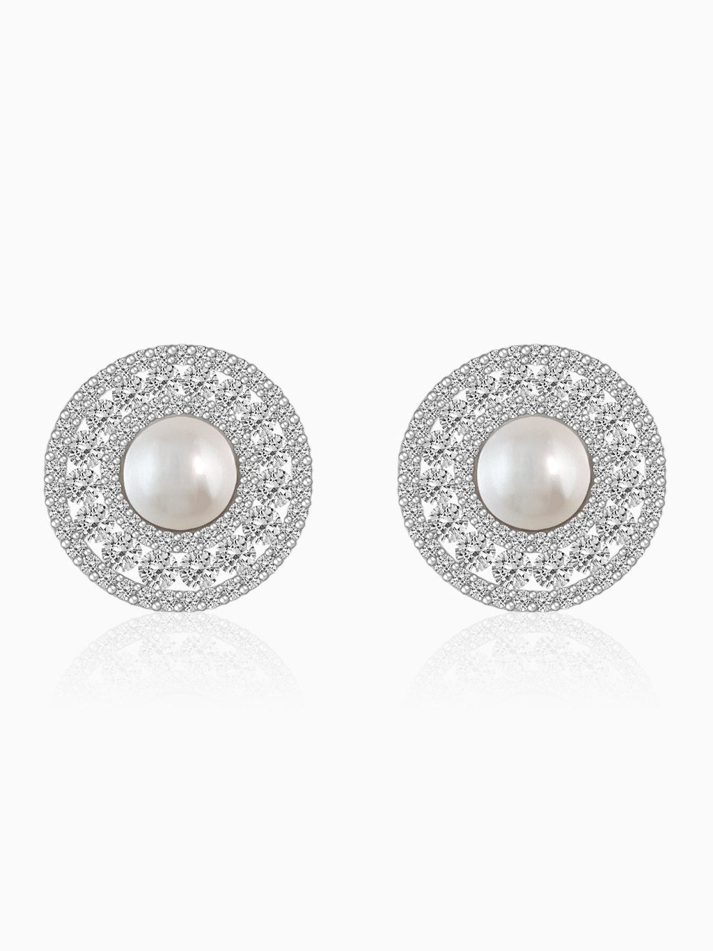 Silver Solitaire Pearl Studs