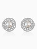 Silver Solitaire Pearl Studs