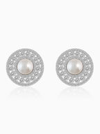 Silver Solitaire Pearl Studs