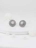 Silver Solitaire Pearl Studs