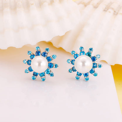 Silver Precious Pearls Stud Earrings