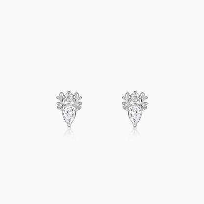 Silver Zirconia Deer Earrings