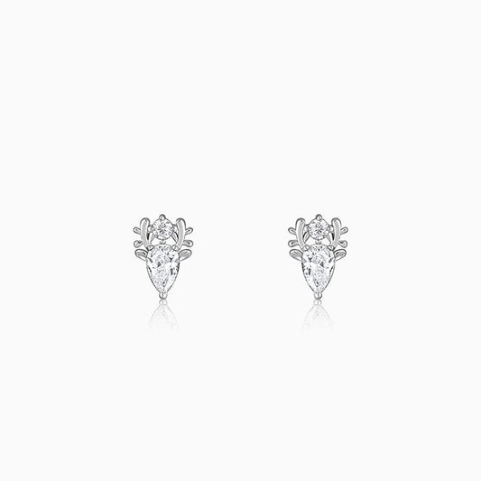 Silver Zirconia Deer Earrings