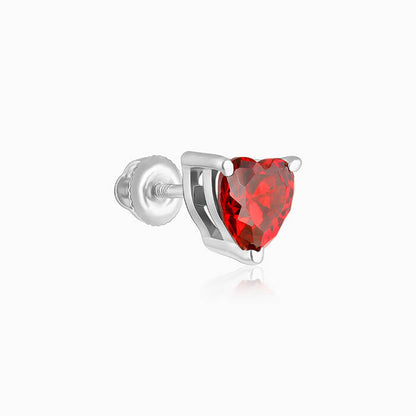 Silver Valentine Heart Stud Earrings