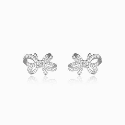 Silver Zircon Floral Knot Earrings