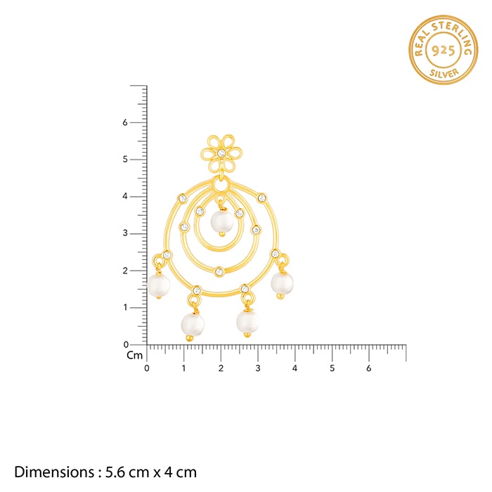 Golden Swirl Pearl Drop Chandbali Earrings