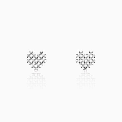 Silver Zircon Mini Heart Studs