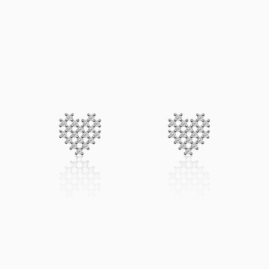 Silver Zircon Mini Heart Studs