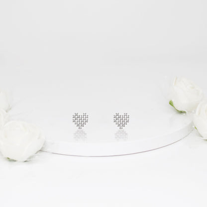 Silver Zircon Mini Heart Studs
