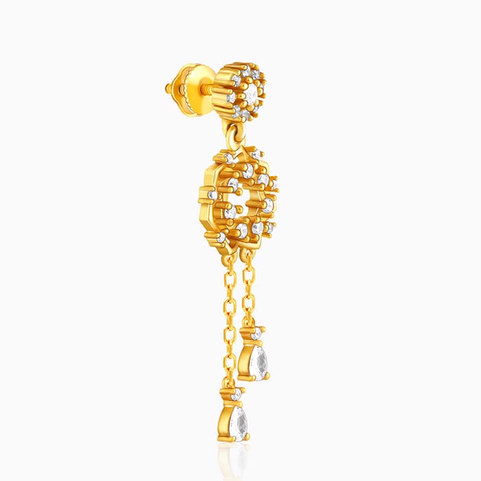 Anushka Sharma Golden Flower Dangling Earrings