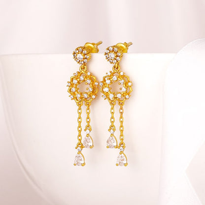 Anushka Sharma Golden Flower Dangling Earrings