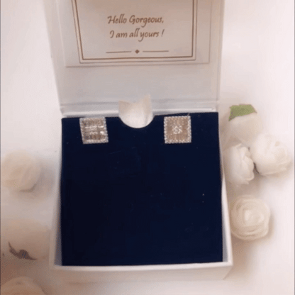 Silver Zircon Symmetry Square Studs