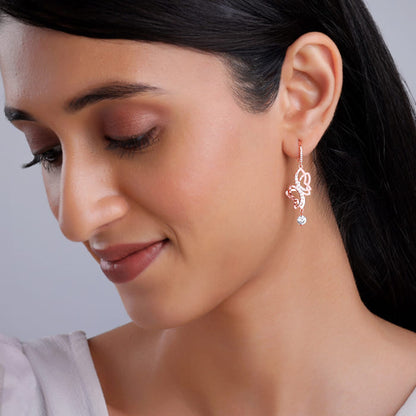 Rose Gold Shining Butterfly Earrings