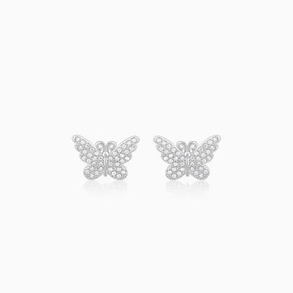 Silver Zircon Butterfly Studs