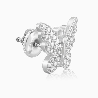 Silver Zircon Butterfly Studs