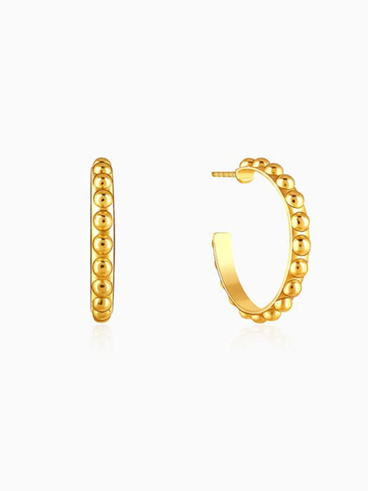 Golden Beaded Hoop Earrings