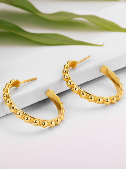 Golden Beaded Hoop Earrings