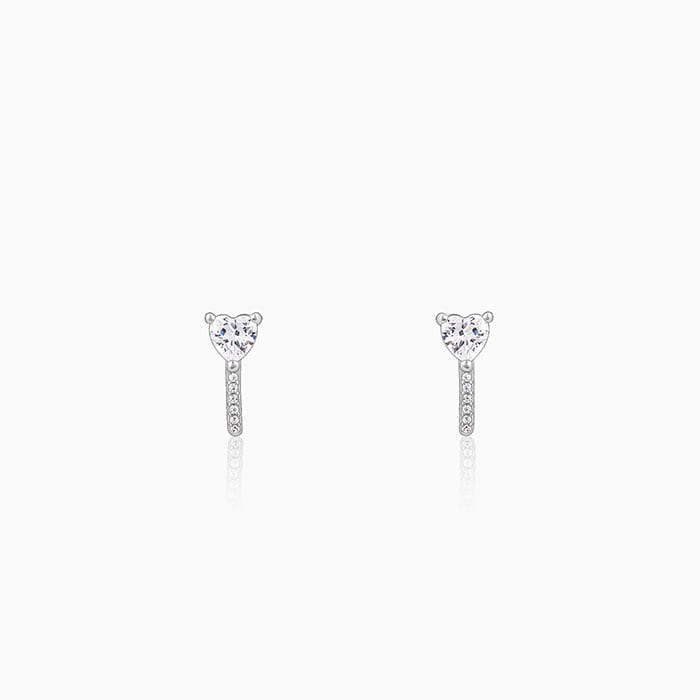Silver Zircon Drop Stud Earrings