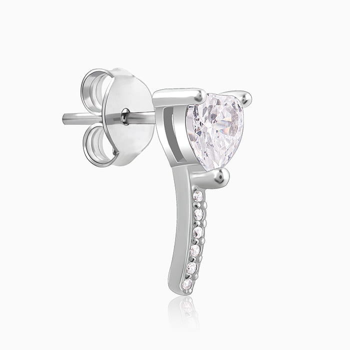 Silver Zircon Drop Stud Earrings