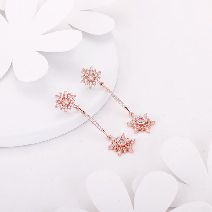 Rose Gold Star Dangle Earrings