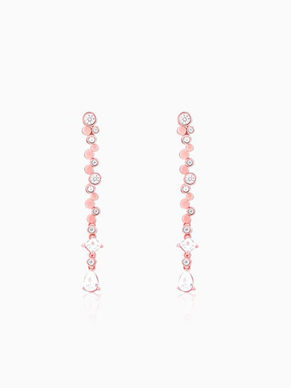 Rose Gold Zircon Dangle Earrings
