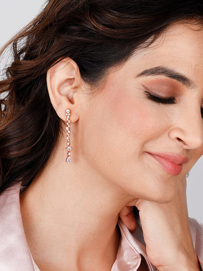 Rose Gold Zircon Dangle Earrings
