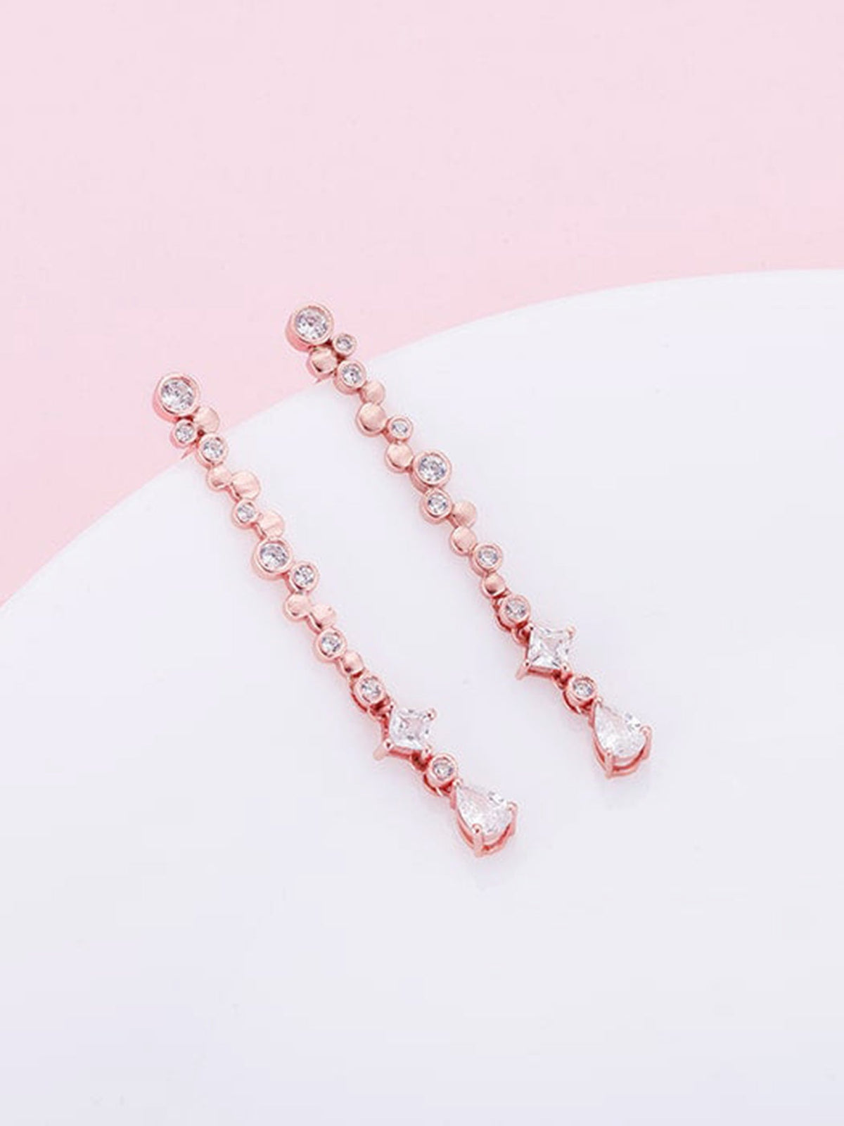 Rose Gold Zircon Dangle Earrings