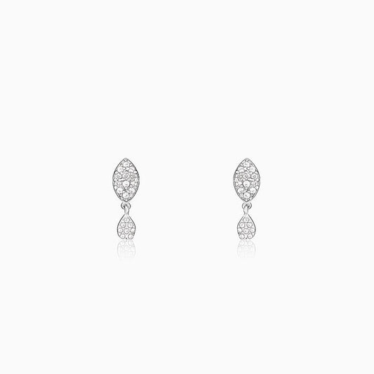 Silver Zircon Tear Drop Earrings