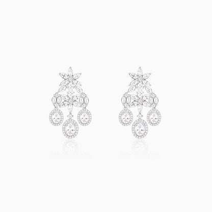 Silver Gleaming Bridal Drop Earrings