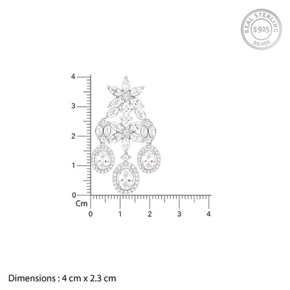 Silver Gleaming Bridal Drop Earrings