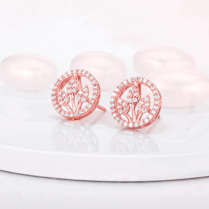 Rose Gold Leafy Lustre Earrings