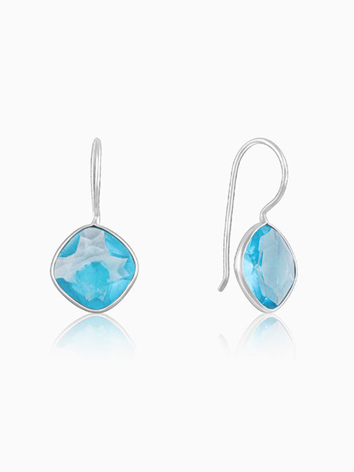Silver Aqua Blue Crystal Earrings