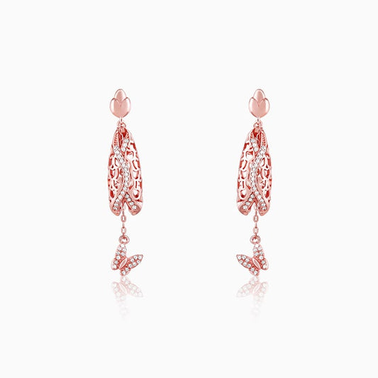 Rose Gold Lively Butterfly Earrings