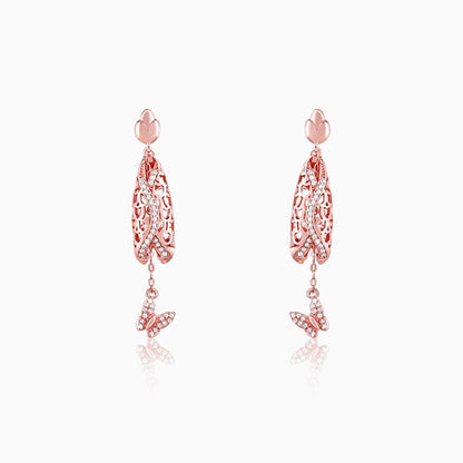 Rose Gold Lively Butterfly Earrings